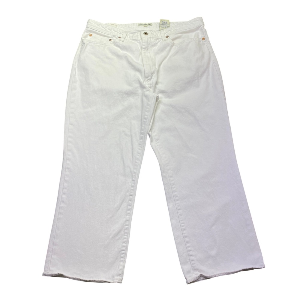 VTG Polo Jeans Co Ralph Lauren Saturday Cropped White Denim Jeans Size 32/14